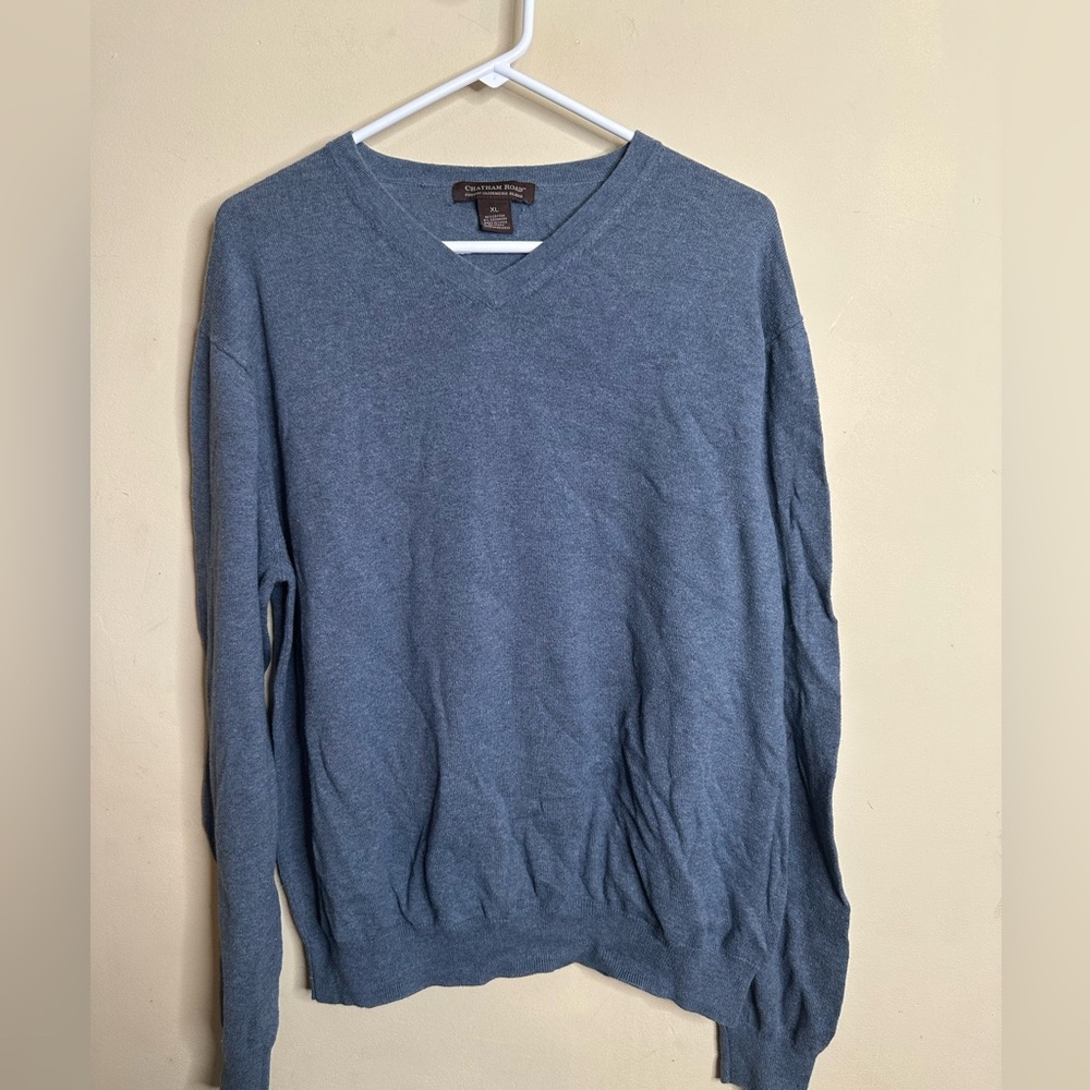 Chatham Road Cotton & Cashmere Pullover V-Neck Sweater Men XL